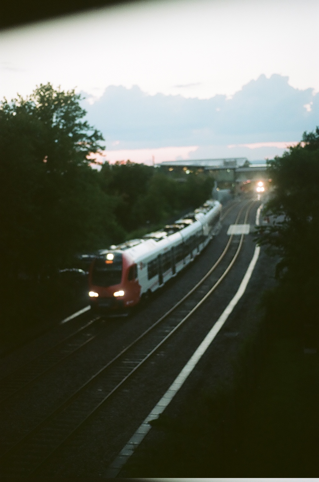 high contrast stadler flirt in a dark environment.