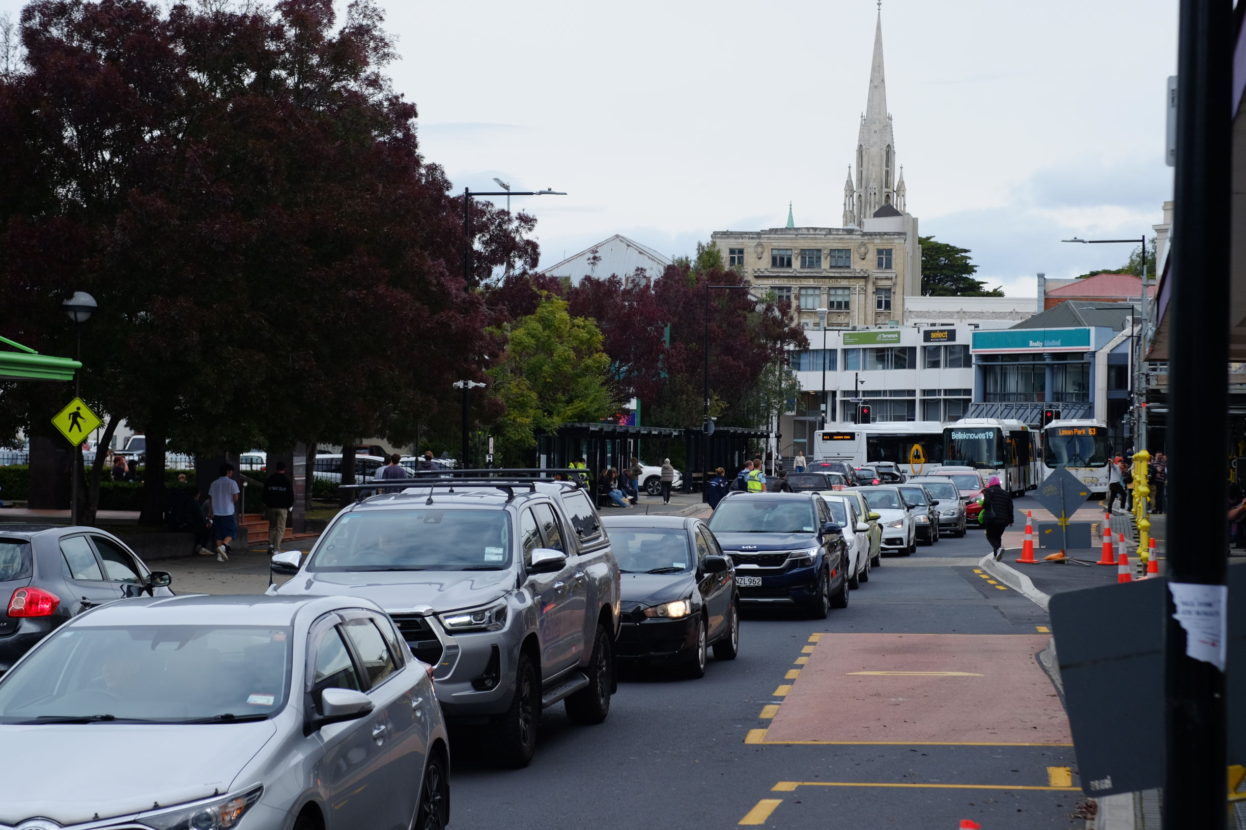 same area but lined with cars