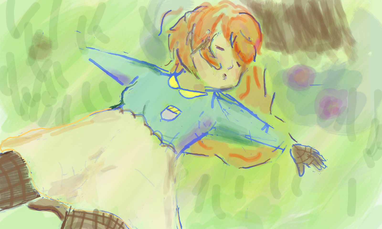 girl laying underneath a tree, uses watercolour like aesthetic